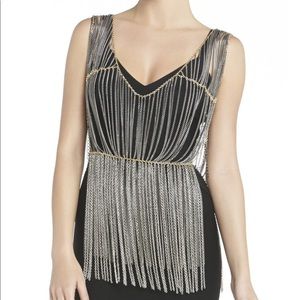 Peplum Fringe Chain Dress